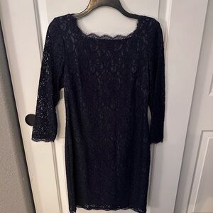 Elegant Navy Lace Dress by Adrianna Papell